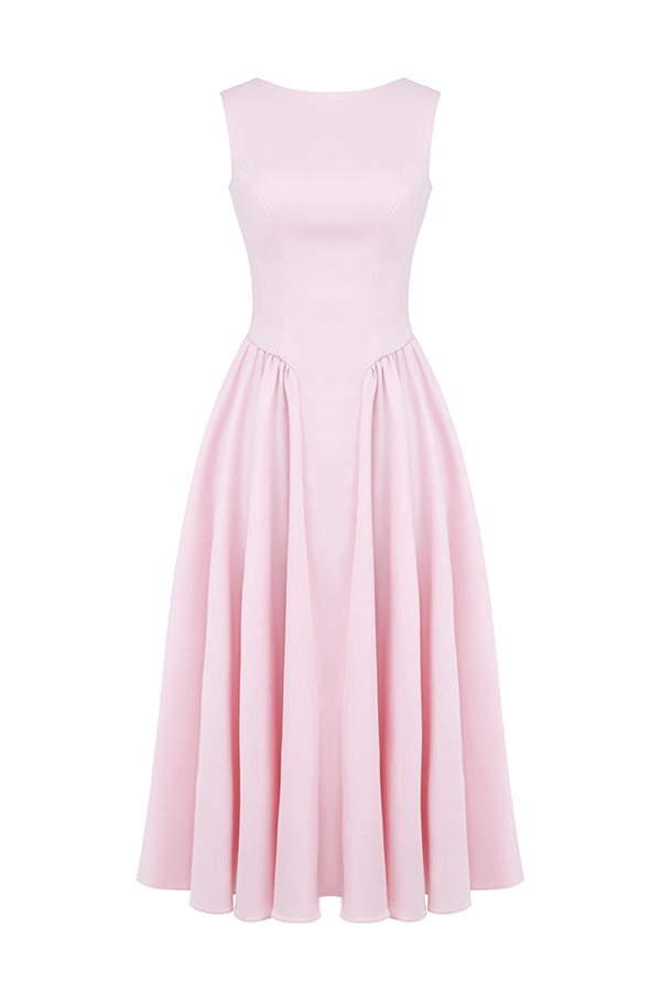 ballerina pink twill midi sundress