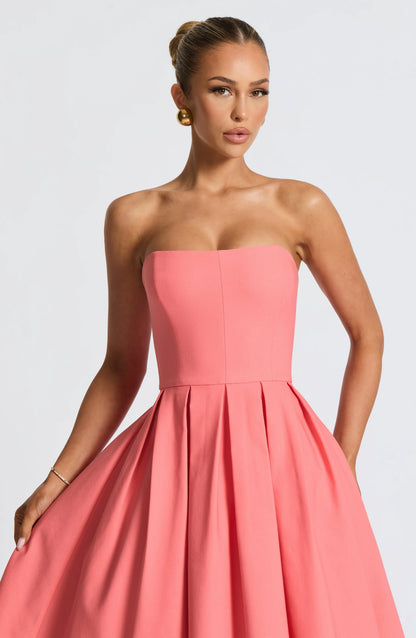 Edith Midi Dress - Coral Pink
