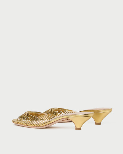 Dixie Gold Leather Kitten Heel