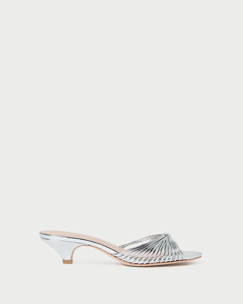 Dixie Silver Leather Kitten Heel