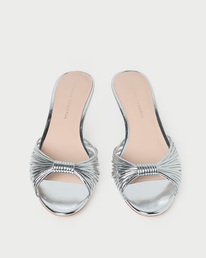 Dixie Silver Leather Kitten Heel
