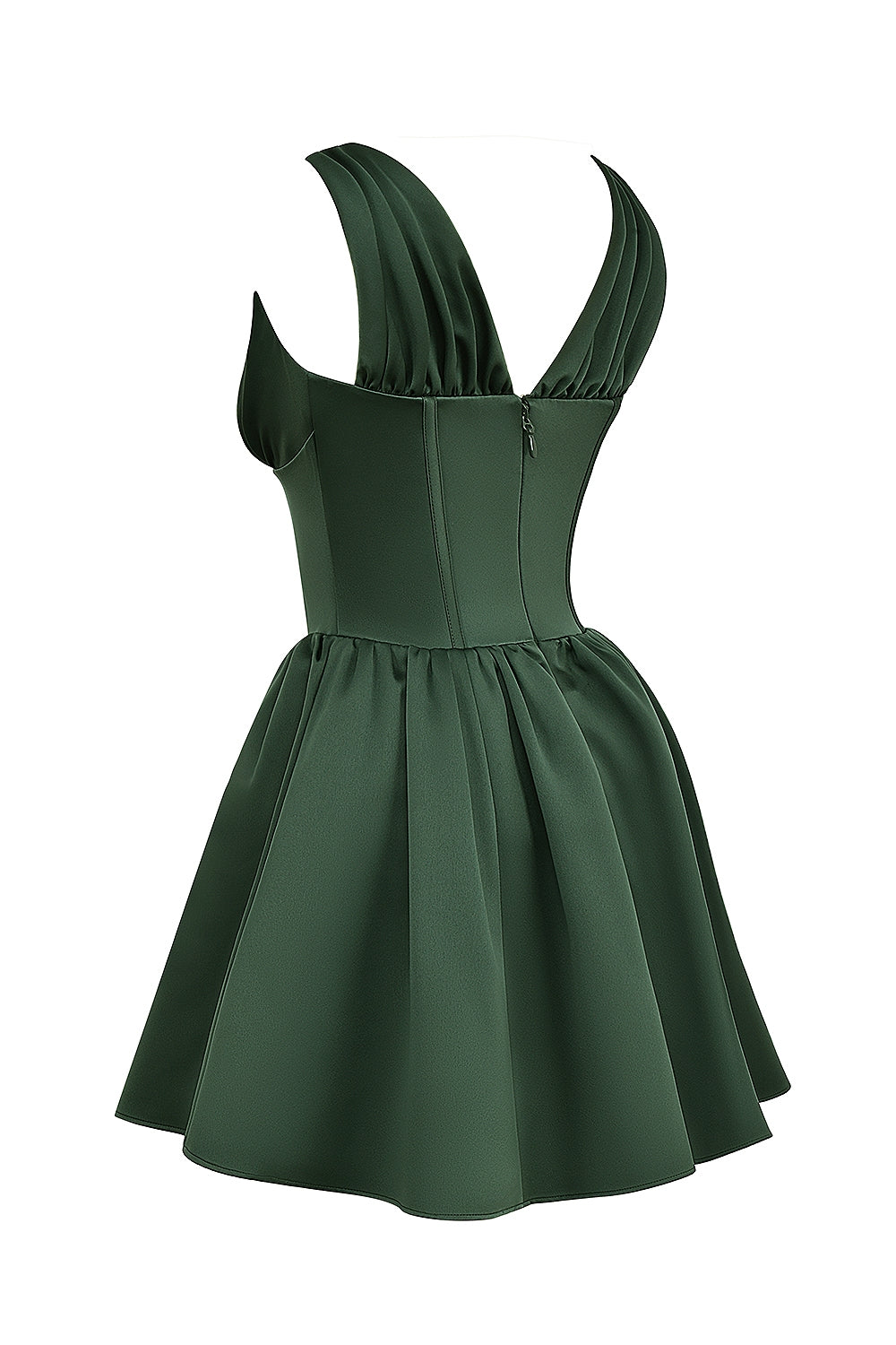 forest green satin mini dress