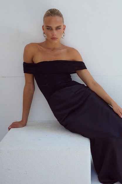 AMORET MIDI DRESS - BLACK