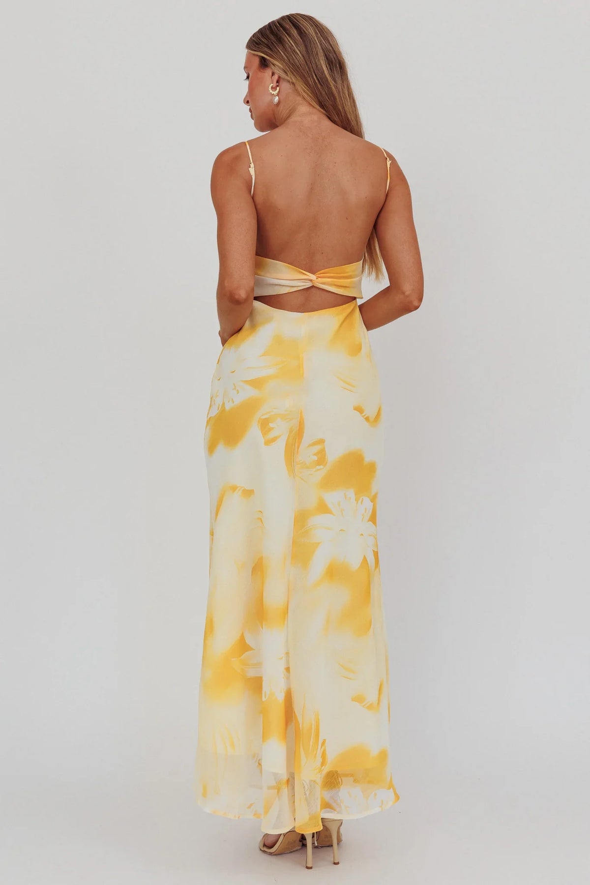 Nerida Low Back Twist Maxi Dress Lily Yellow