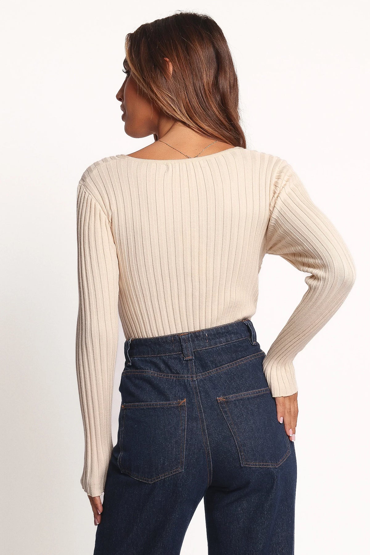 Demi Twist Detail Knit Top - Cream