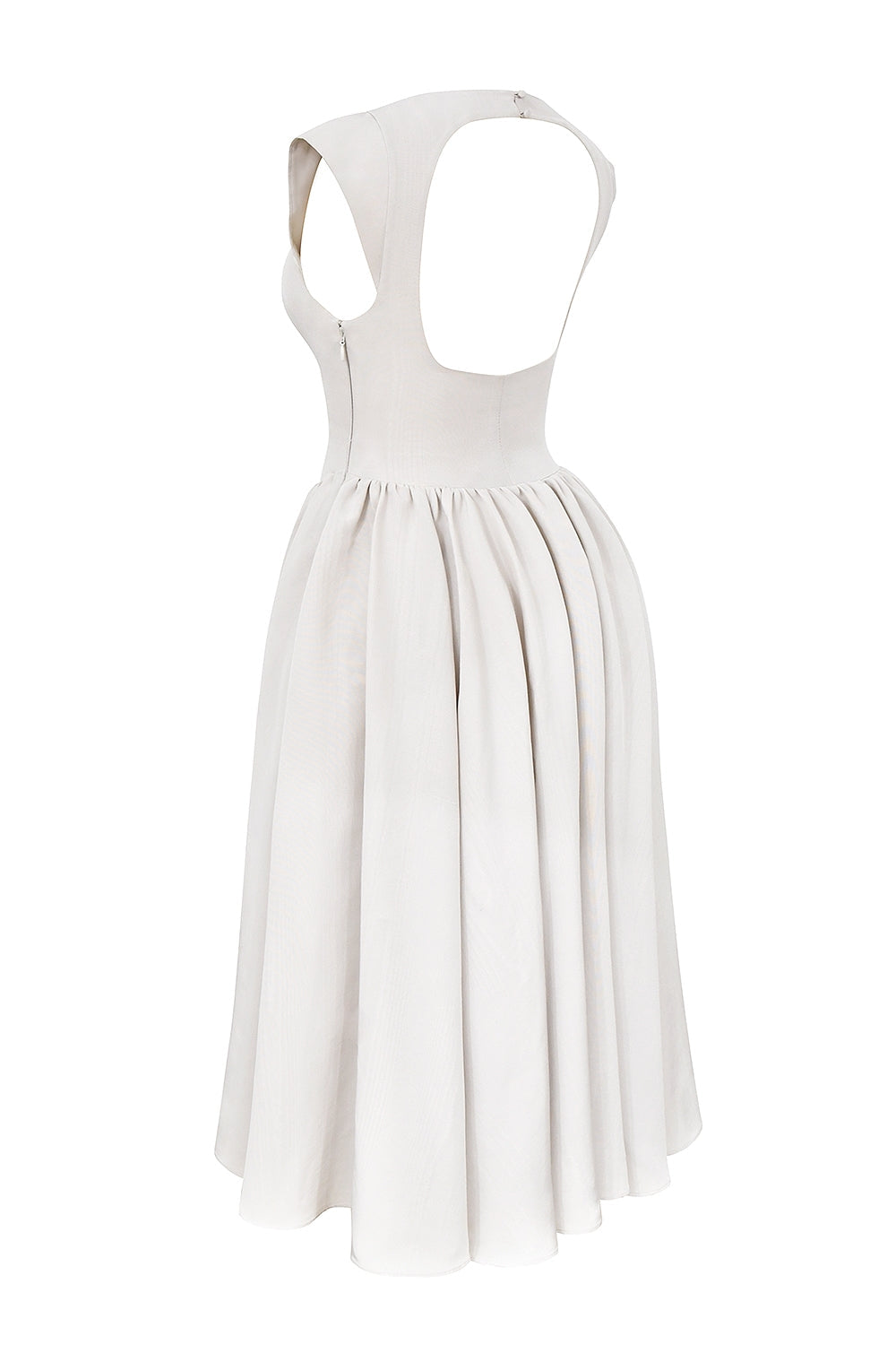french dove moire satin backless midi dress