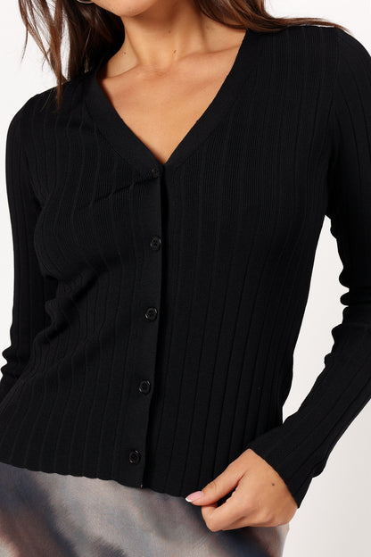 Seraphine Knit Cardigan Top - Black
