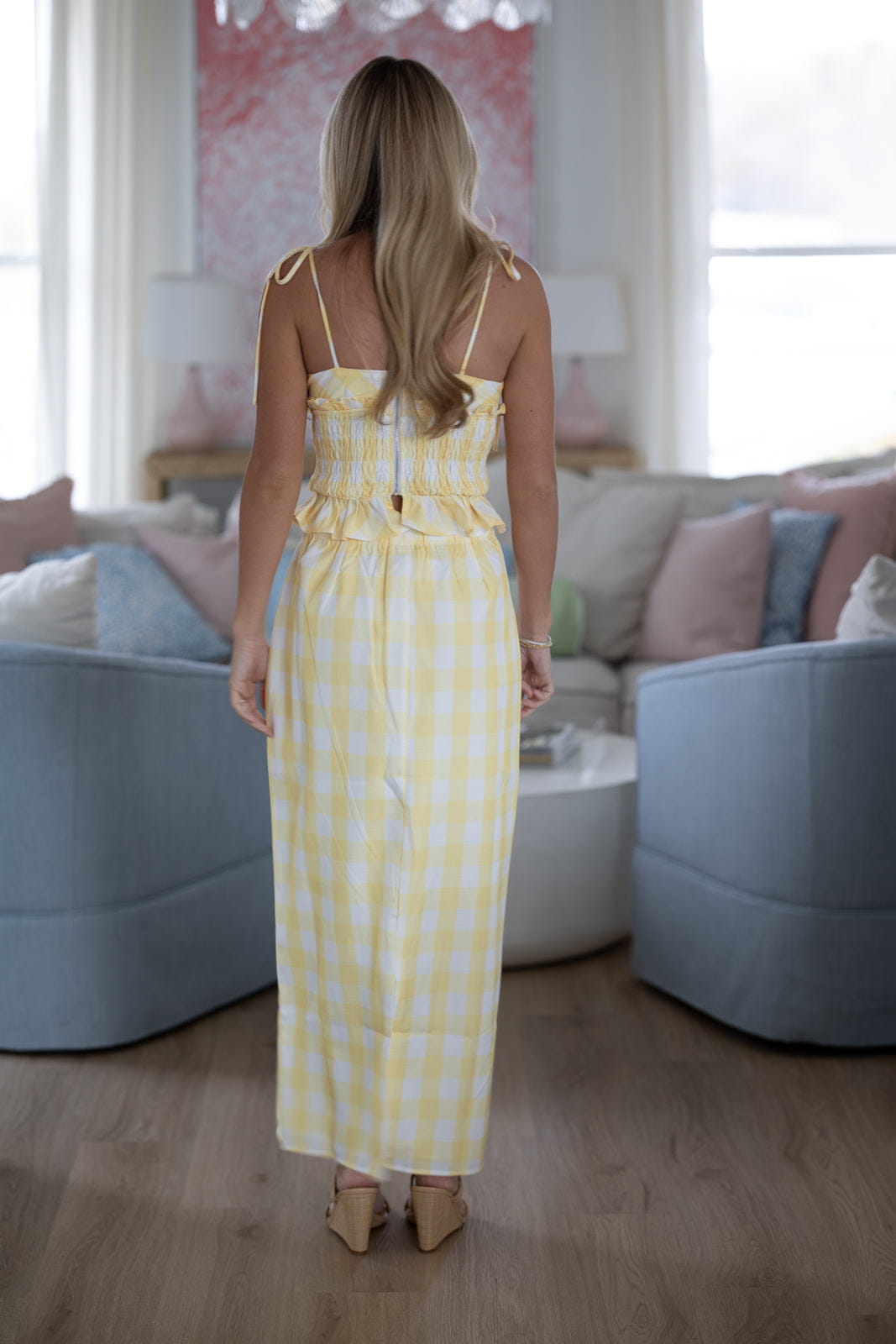2 Cute 2 Handle Midi Skirt and Top - Yellow and White