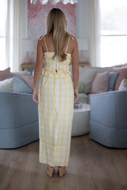 2 Cute 2 Handle Midi Skirt and Top - Yellow and White