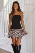 Blowing Bubbles Mini Dress - Black and Leopard