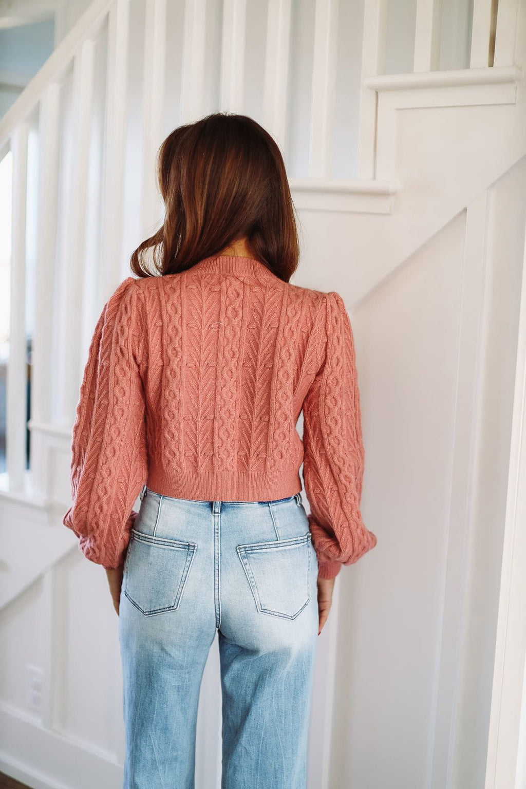 Bow Me Over Crop Sweater - Mauve and Wine
