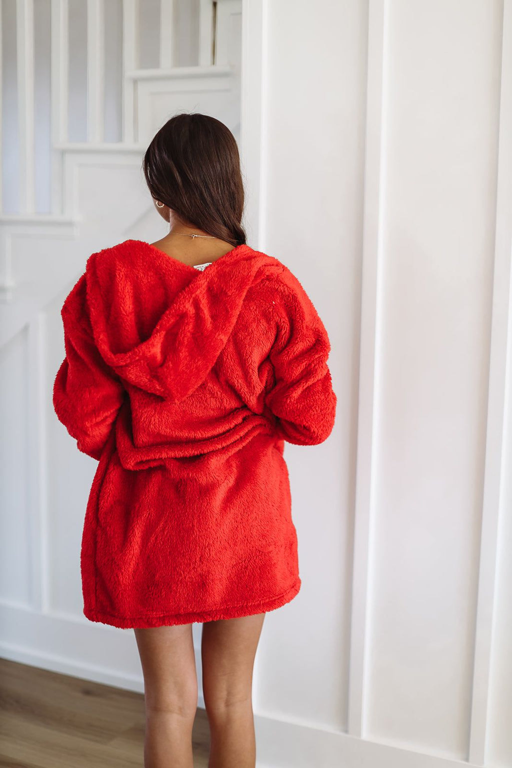 Fuzzy Comfort Shorts, Top and Cardigan Set - Red