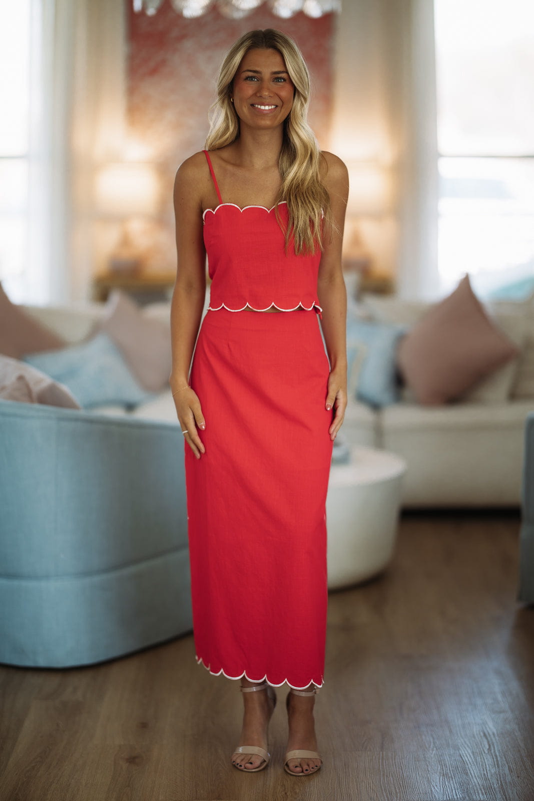 Scarlet Scallop Skirt - Red