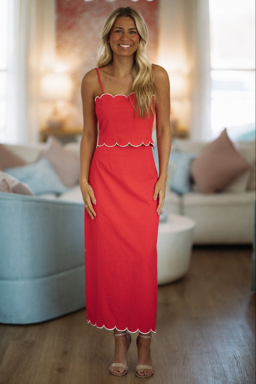 Scarlet Scallop Skirt - Red