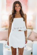 Esti Crop Top and Skirt Set - Off White
