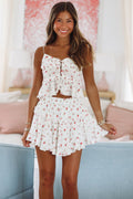 Rosebuds Mini Skirt - White and Fuchsia