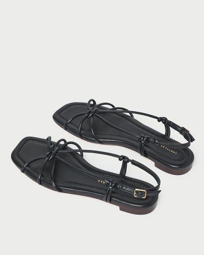 Karly Black Leather Strappy Sandal