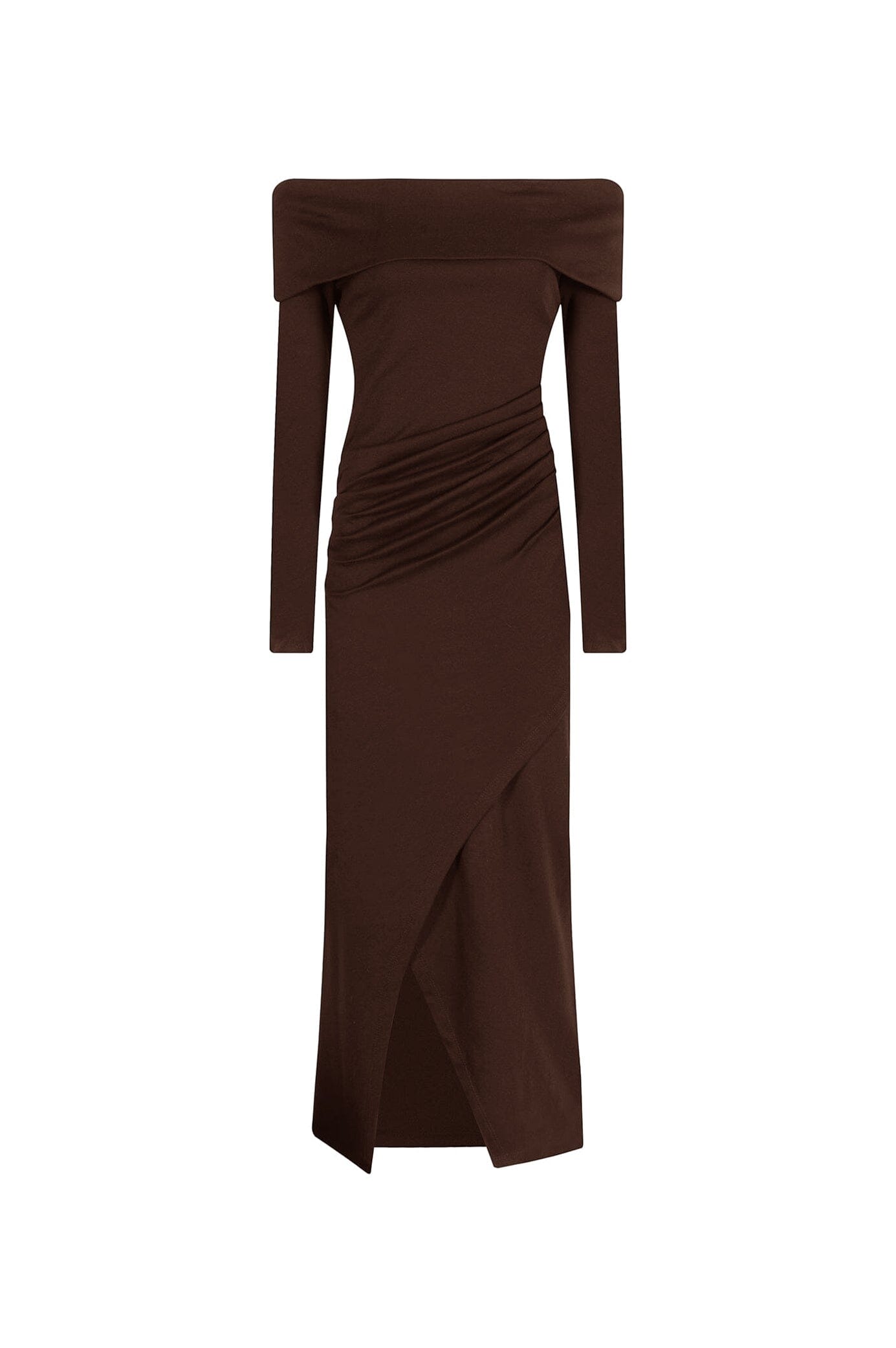 Megan Off Shoulder Midi Dress Brown