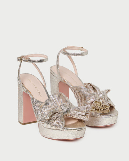 Natalia Champagne Platform Bow Heel